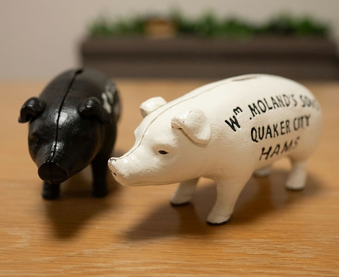【2個セット】Hams PIG BANK ハムズバンク　アンティーク　貯金箱