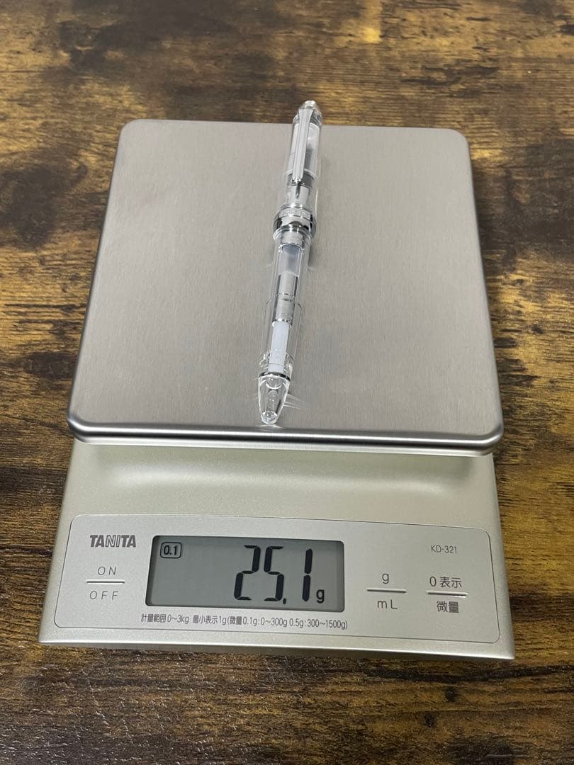 未使用　タグ付　透明軸　21金　字幅F　万年筆　銀　備品あり　デモンストレーター