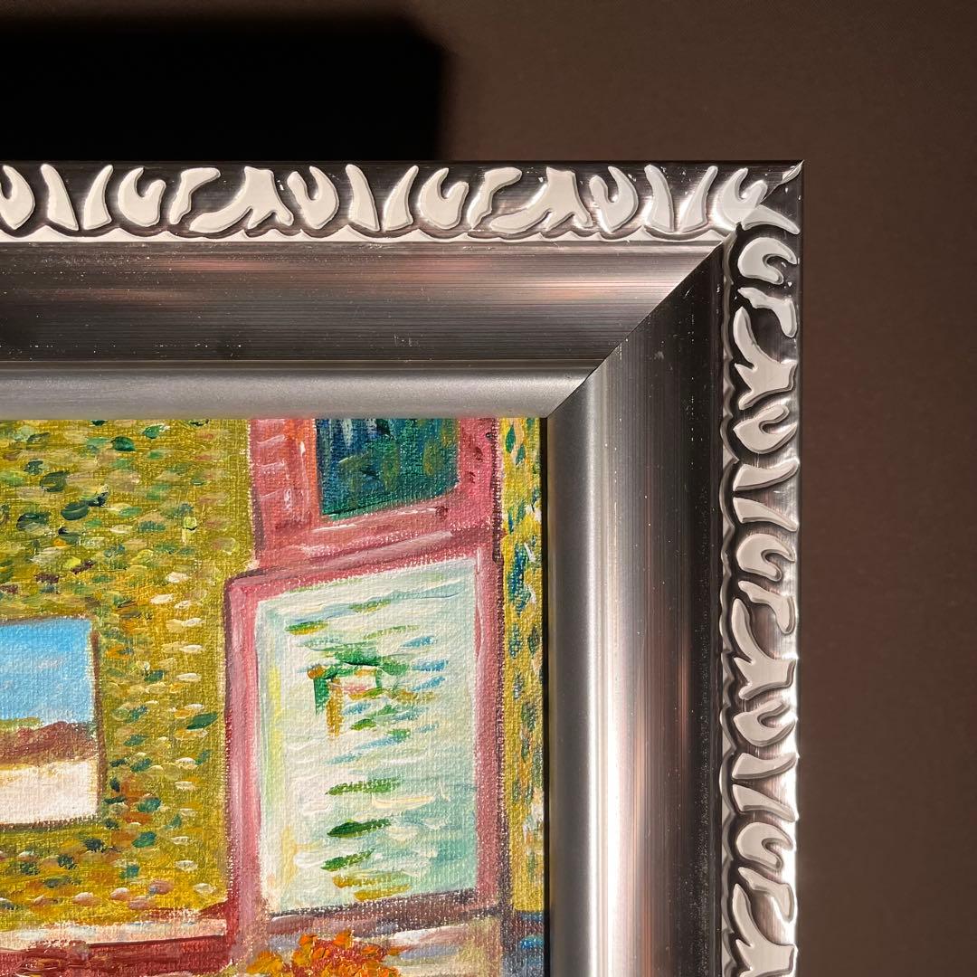 ★秀作★ 手書き油絵 ゴッホ レストラン内部 肉筆絵画 額付き 油彩画