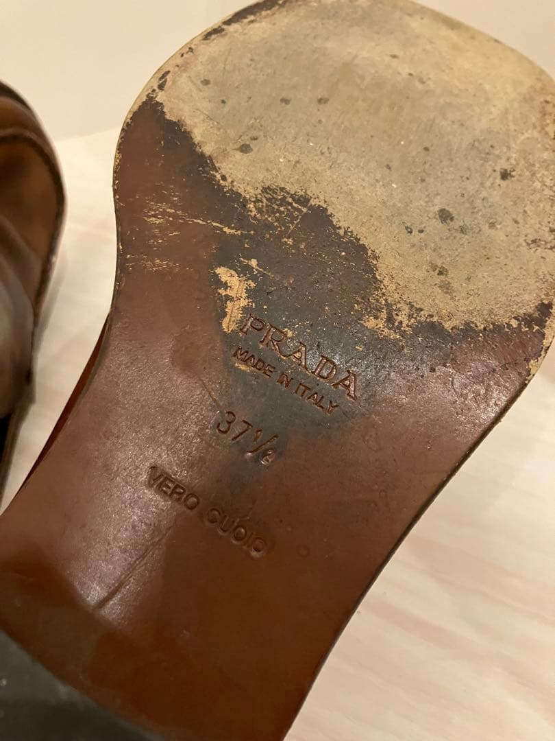 PRADA プラダ　ヴィンテージ　レザー　ヒールローファー　37 1/2