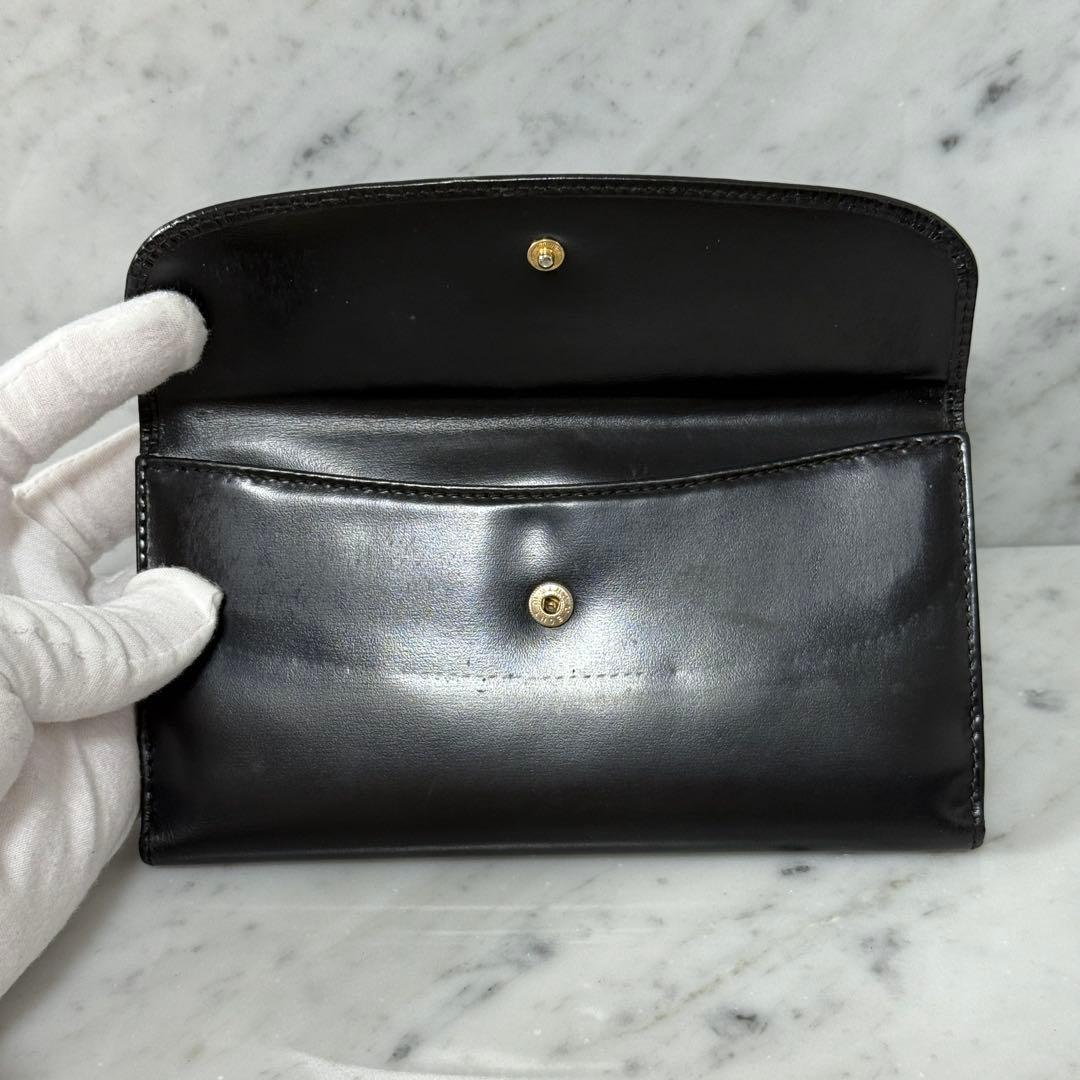 GUCCI グッチ 長財布 ブラック 黒 ロゴ G ロック 金 艶有り
