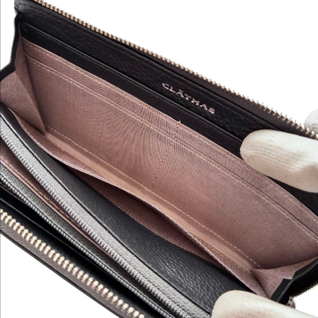 新品タグ付✨クレイサス 長財布 カメリア 黒 レザー 収納抜群 レディース 本革