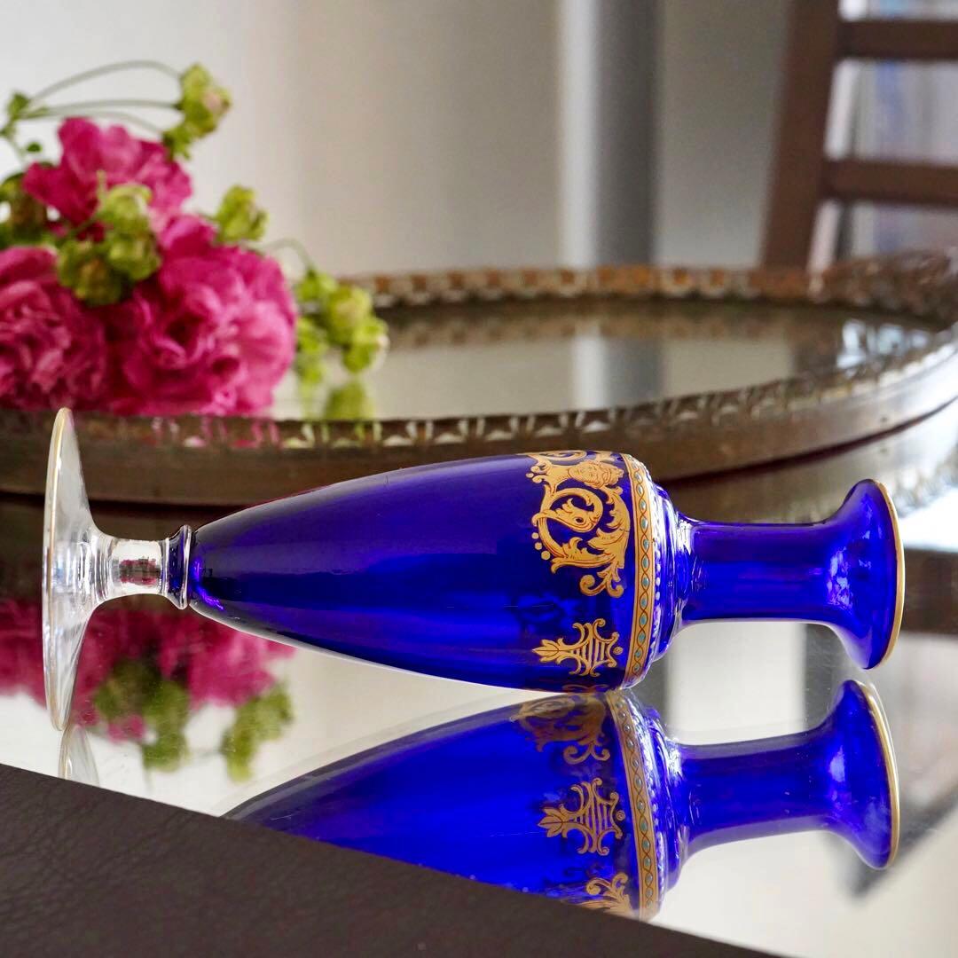 極希少★オールドバカラBACCARAT★24金彩＆エナメル彩装飾 花瓶★一輪挿し