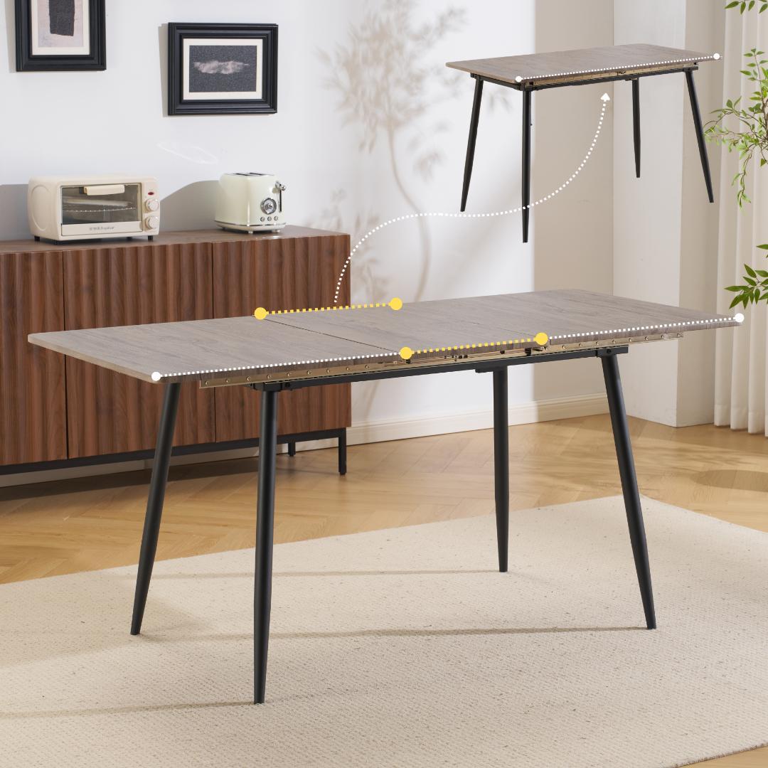 タイムセール！伸長式ダイニングテーブル　120~160cm伸縮可能　GREY