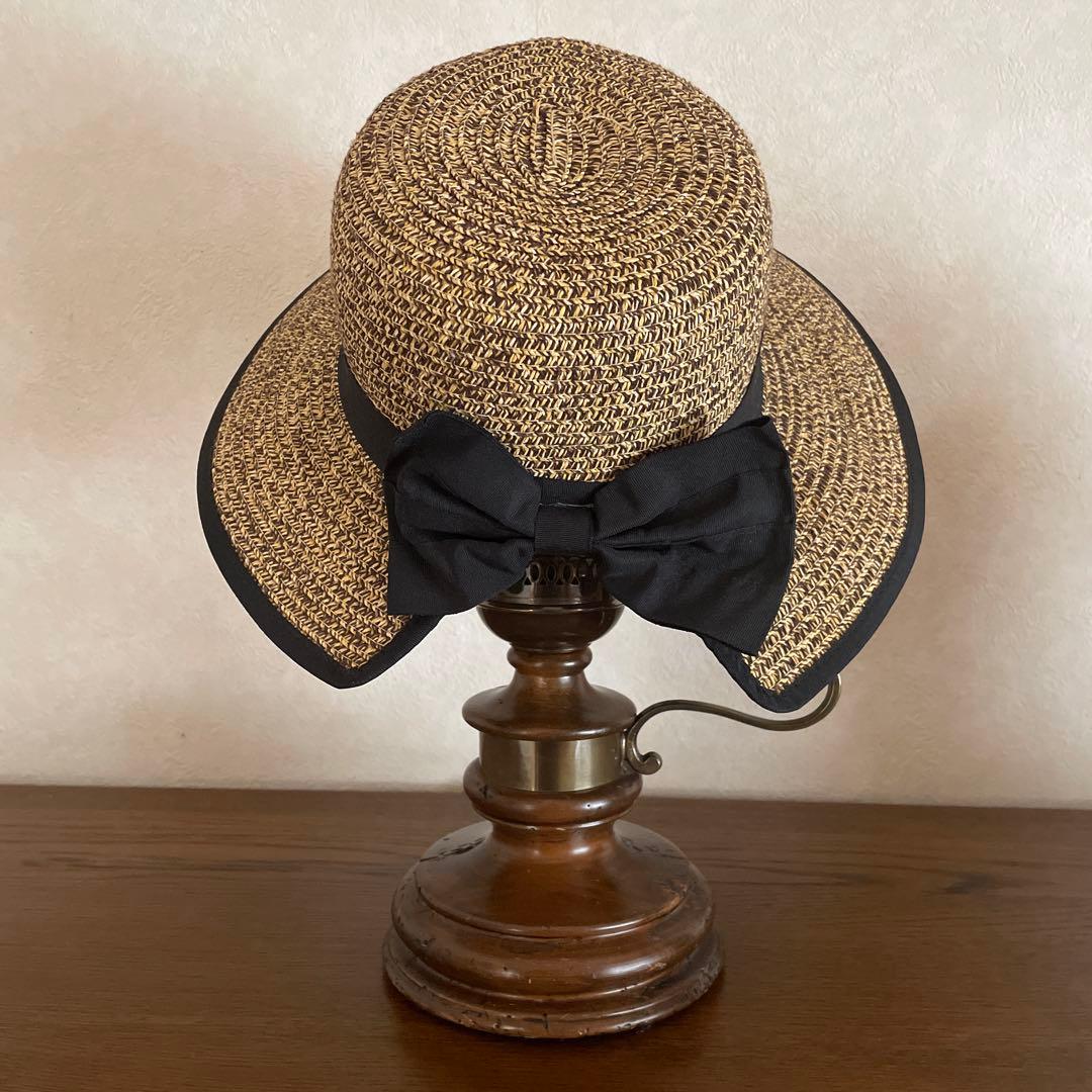 【極美品】英国 イギリス製 major ペーパーハット 帽子 リボン