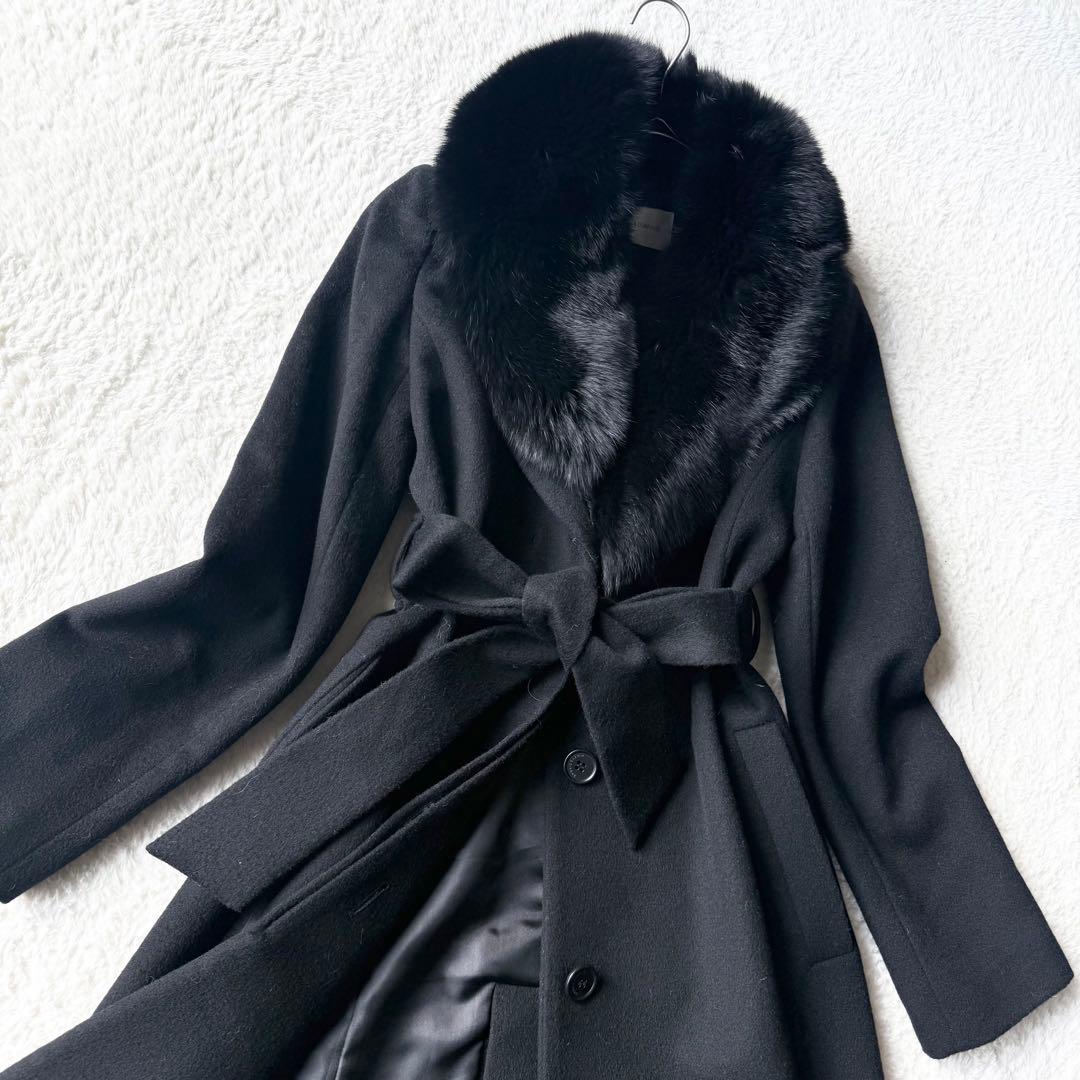 ピンキーアンドダイアン ロングコート ウール カシミヤ混 リアルファー 未使用級