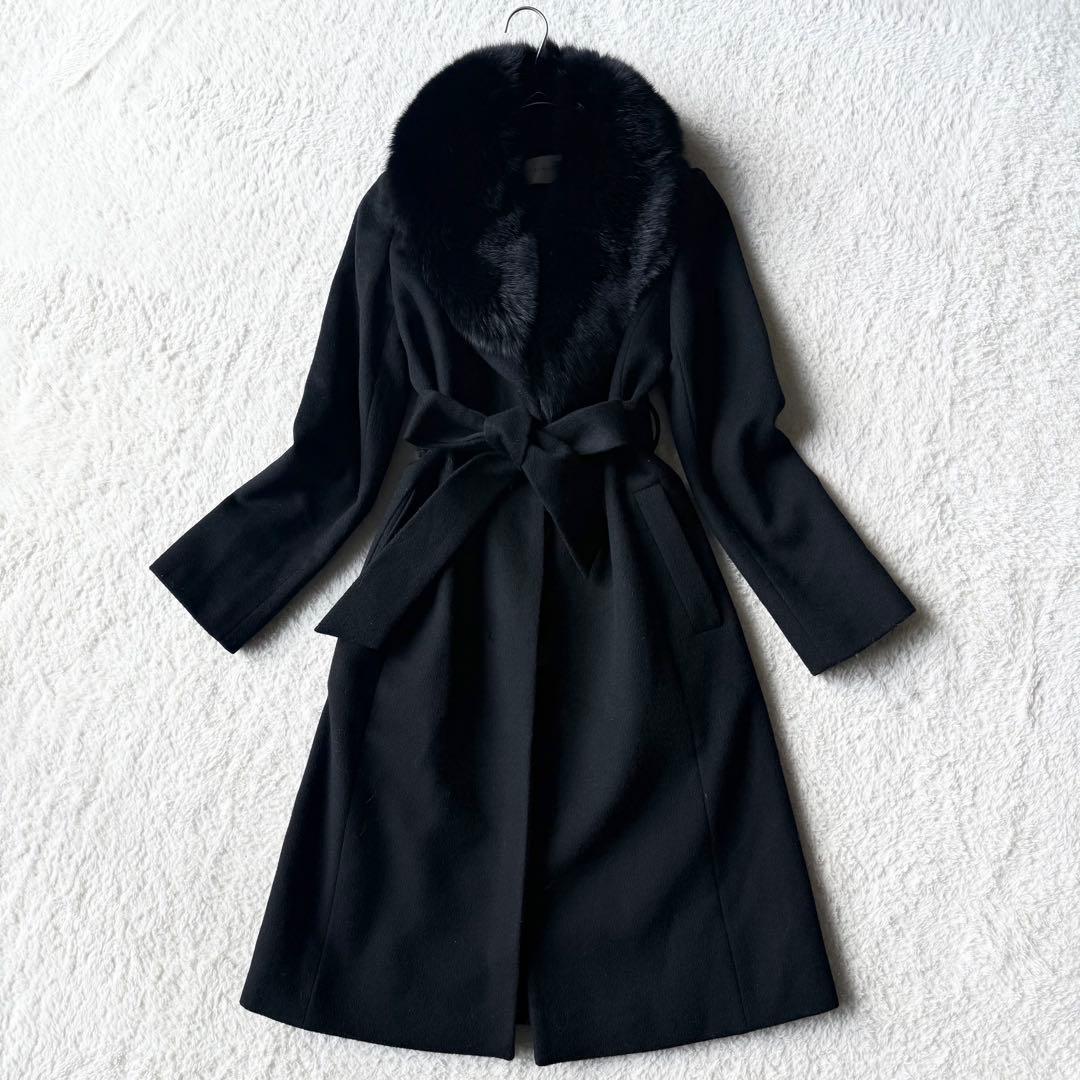 ピンキーアンドダイアン ロングコート ウール カシミヤ混 リアルファー 未使用級