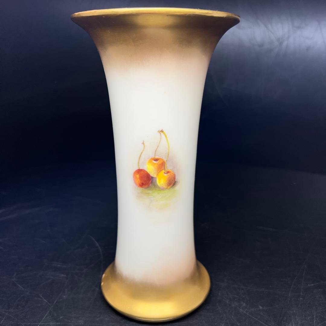1924年イギリス　ロイヤルウースター　ペインテッドフルーツ花瓶　共箱