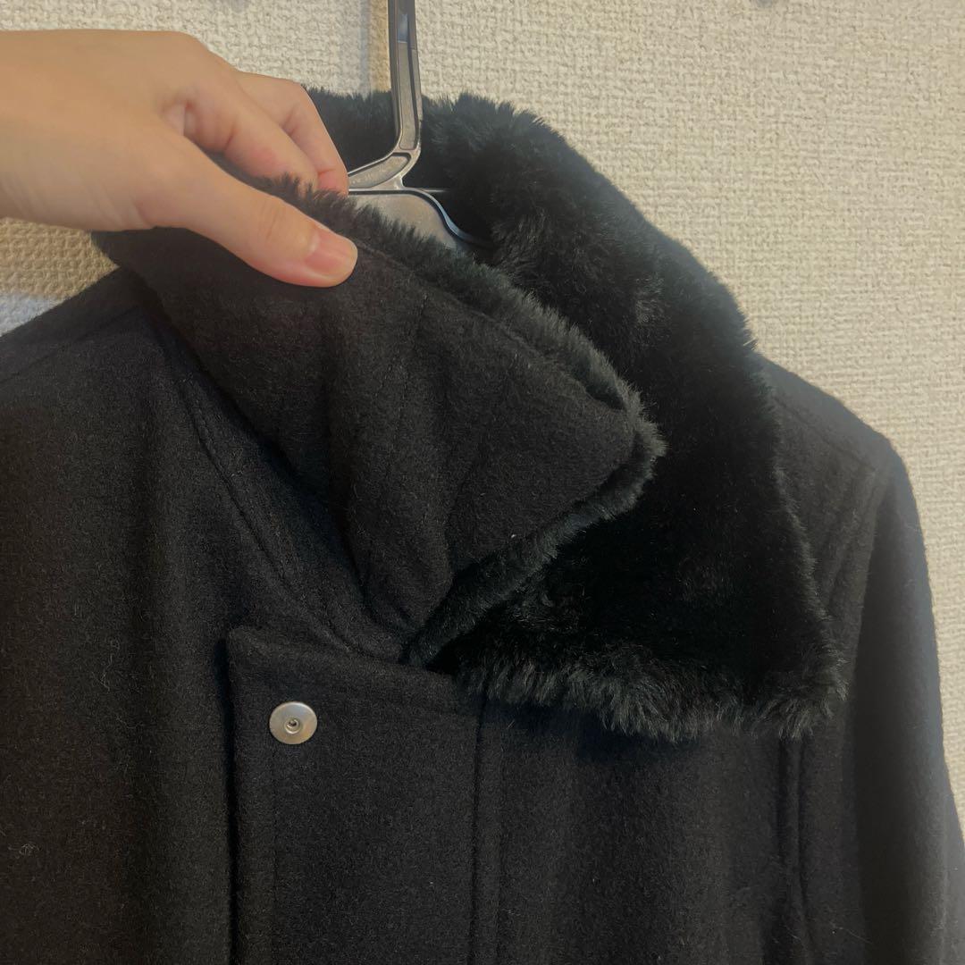 お値下げ　ヨウジヤマモト　コート　ウール ブラック ファー付き