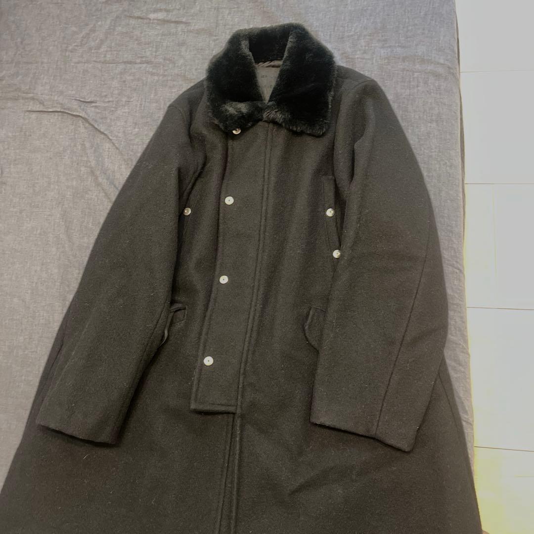 お値下げ　ヨウジヤマモト　コート　ウール ブラック ファー付き