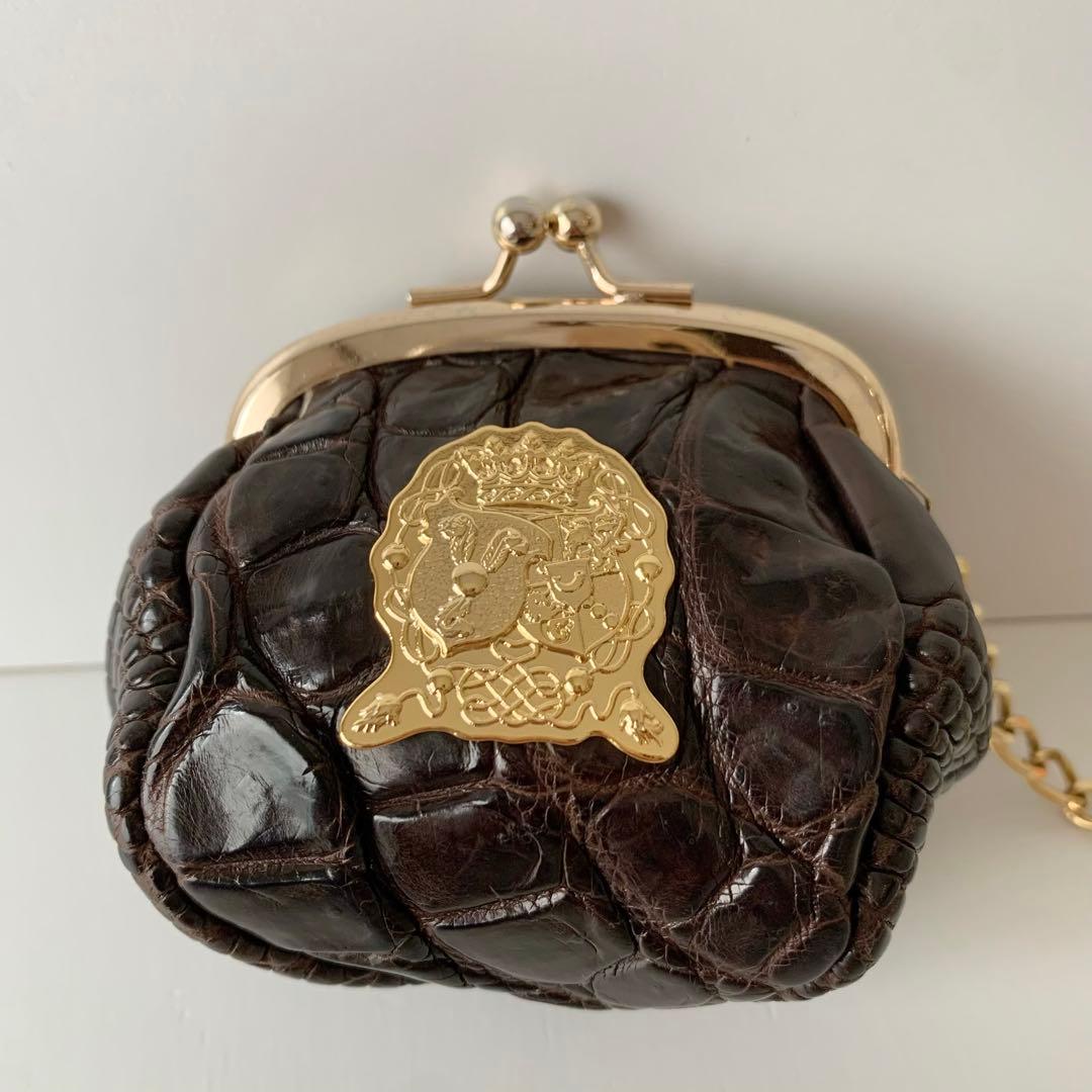 【A.D.M.J.】ケース　がま口　ポーチ　クロコ　ブラウン　ミニポーチ