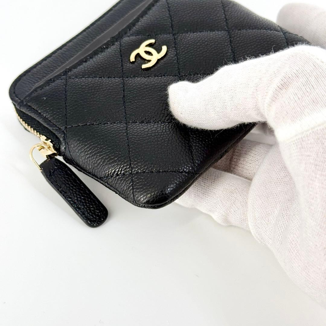 新品 CHANEL ジップ カード ケース キャビアスキン ブラック 黒