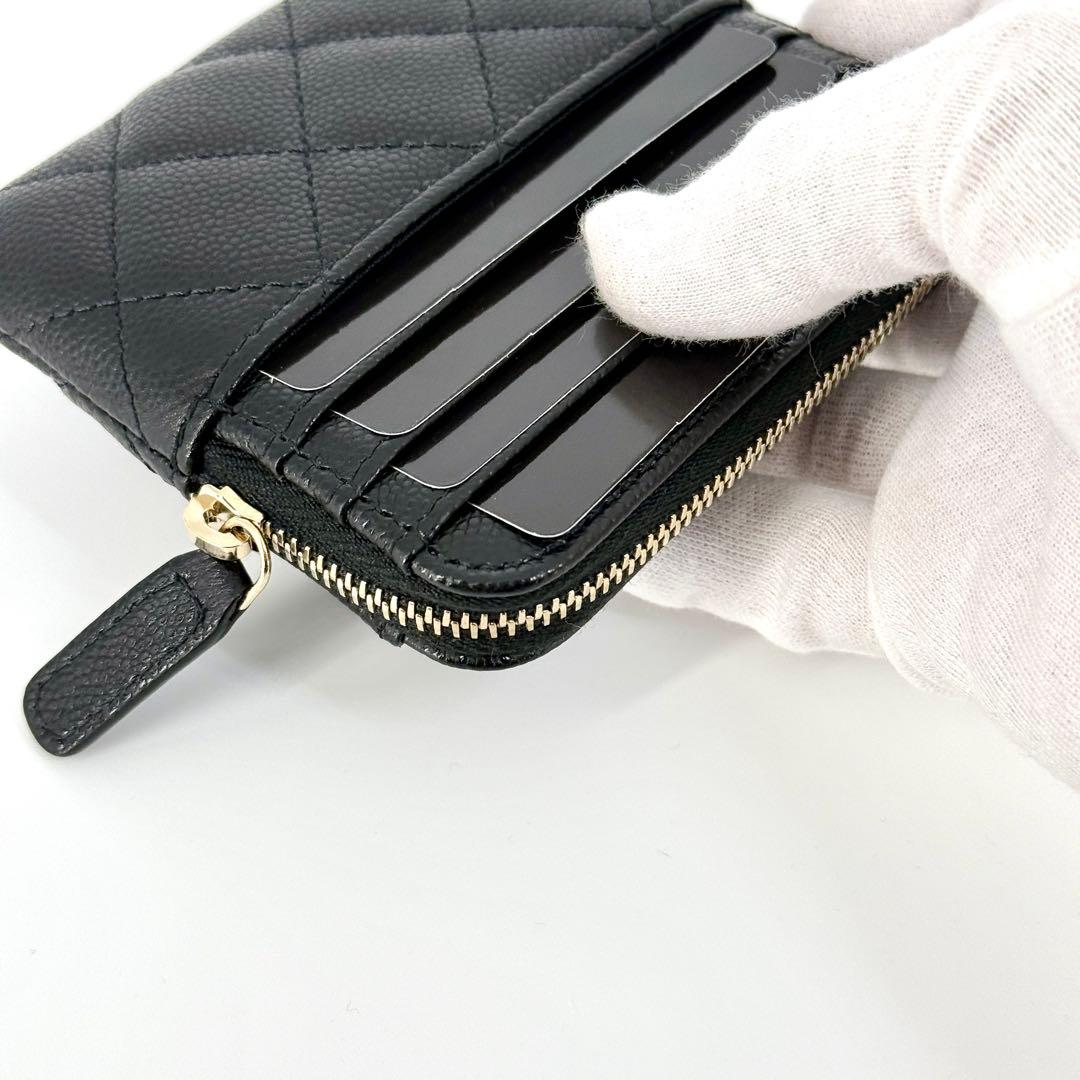 新品 CHANEL ジップ カード ケース キャビアスキン ブラック 黒