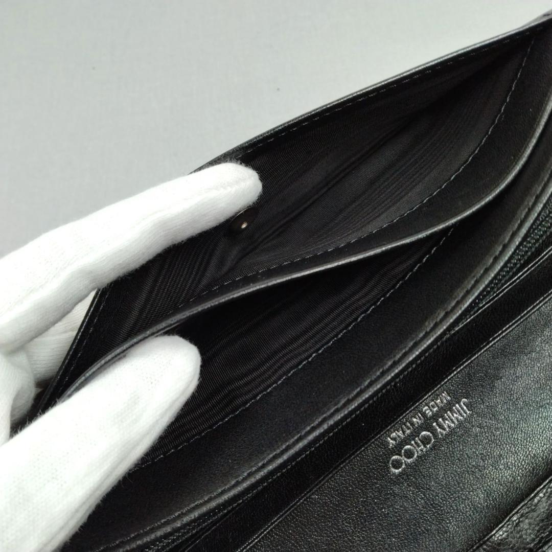 未使用ジミーチュウ★星形スタッズフラップウォレット 長財布 カーフレザー本革 黒