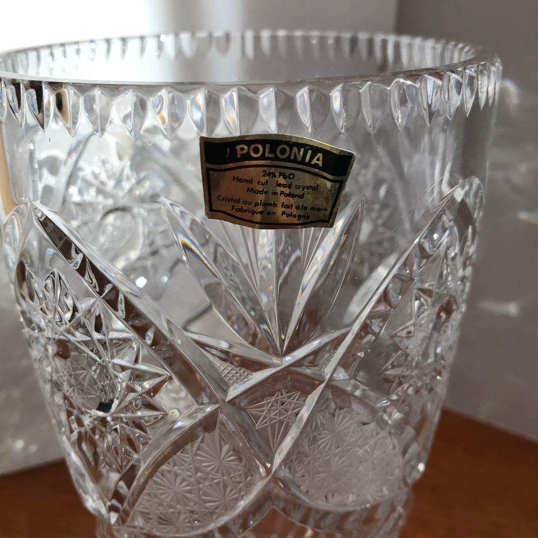 ボヘミアンガラス　切子　ガラス　美品　クリスタルガラス　花瓶　フラワーベース