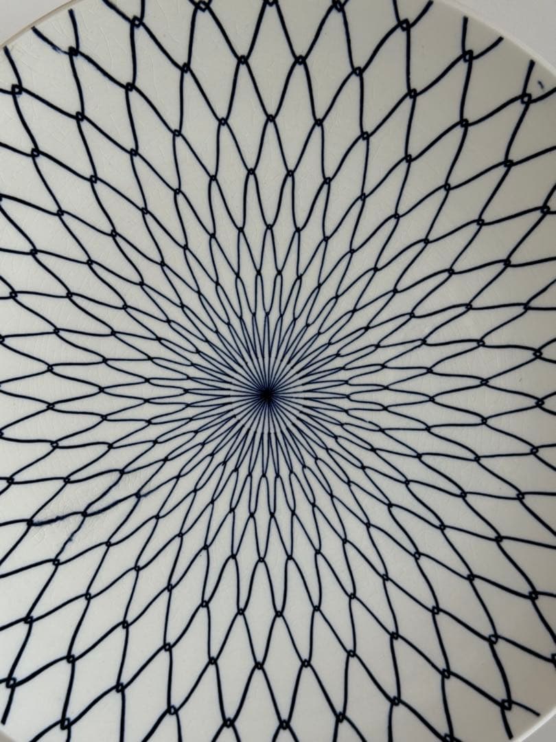 網目模様の青い陶器皿