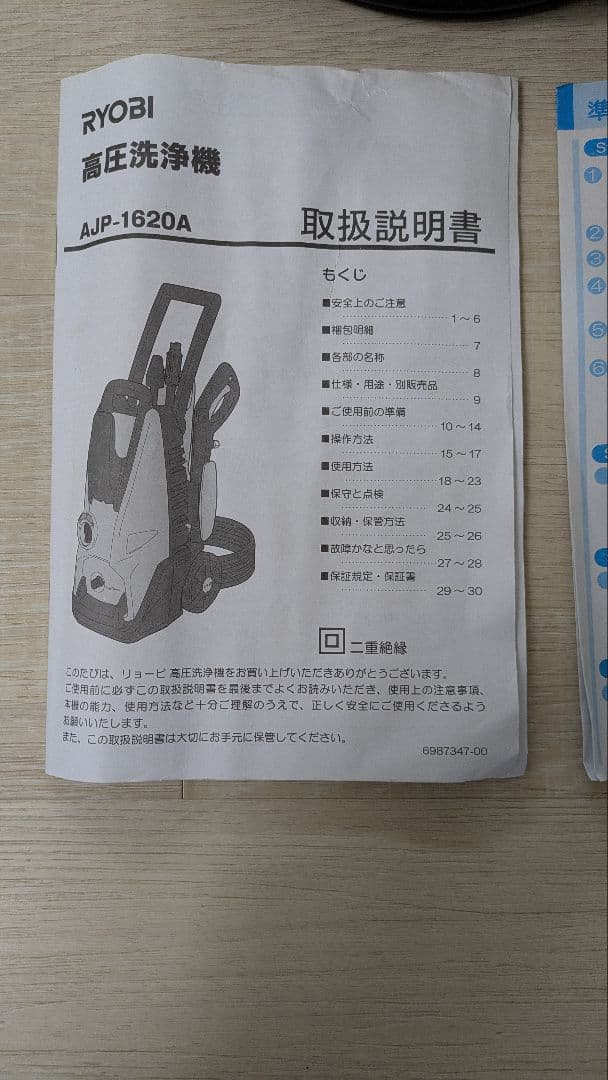 RYOBI　高圧洗浄機　AJP-1620A　別途　延長ホースあり