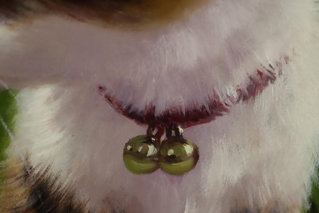 真作保証 長岡卓 「小さい秋」 油彩3号 可愛い猫画 リアリズム