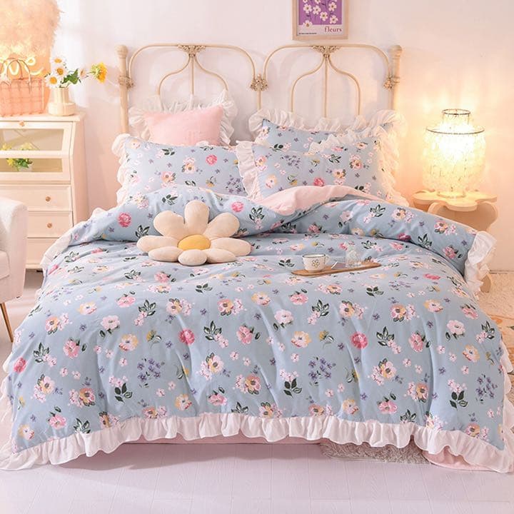 新作 寝具4点セット 秋冬暖かいカバーセット 花柄 可愛い 掛け布団カバーセット