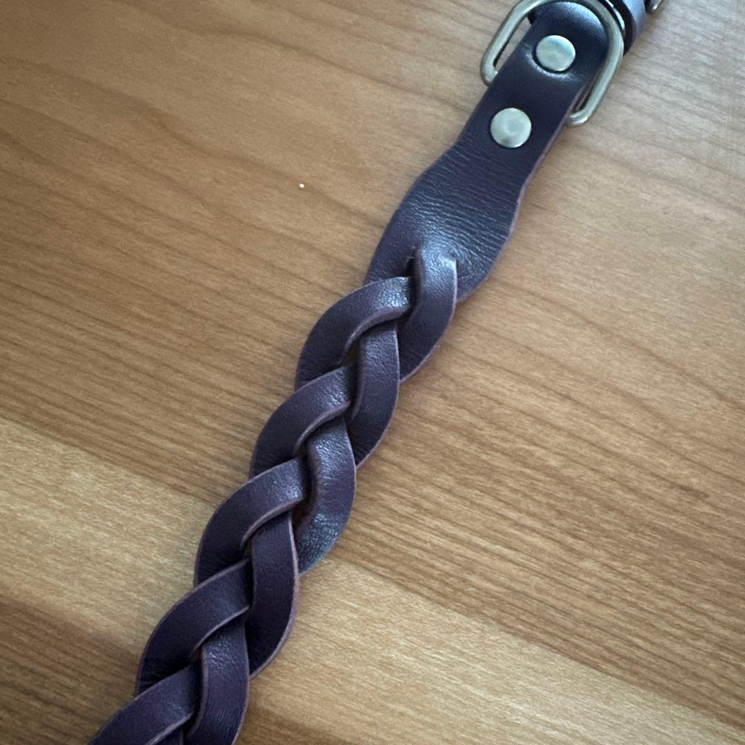 真田紐犬用リード、首輪となめし革首輪セット