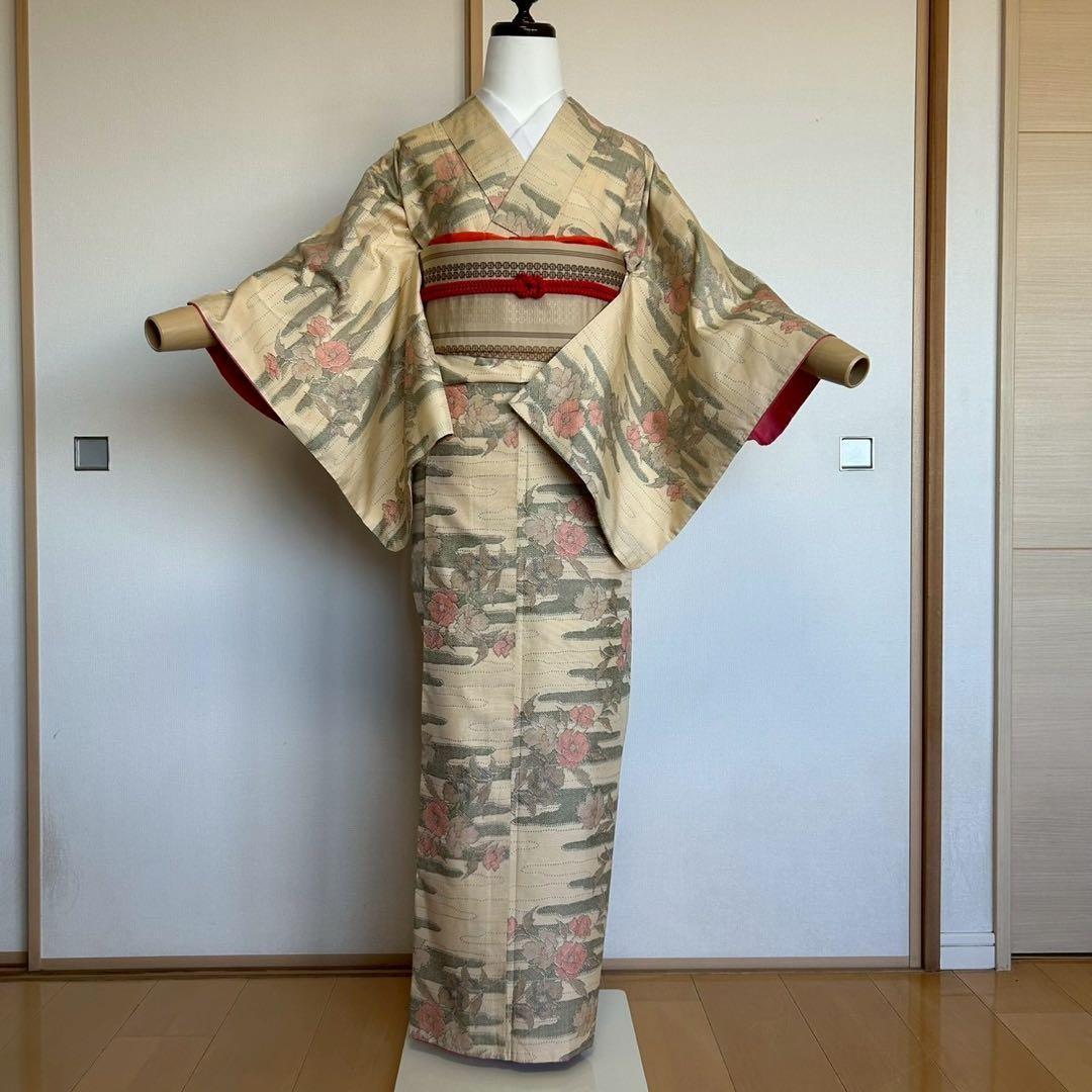 グ*マ様 モ46 未使用近い　美品　袷　正絹　白大島　白紬　大島紬　フルセット