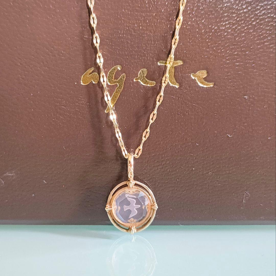 ②　チャーム　agete　K10 ゴールド　限定　ローズクォーツ　鳥　ネックレス