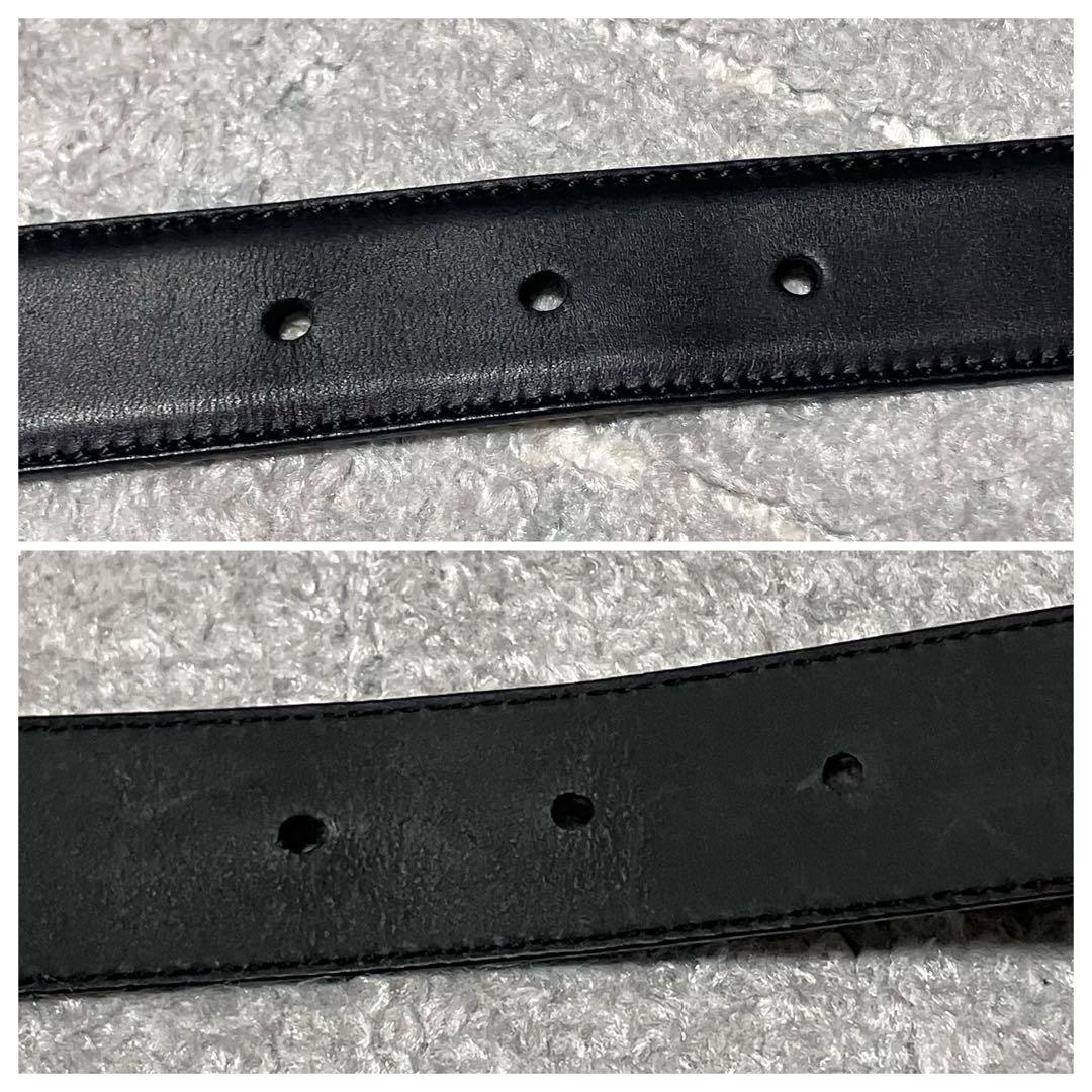 フェラガモ［ガンチーニ］ベルト　シルバー金具　ブラック　レザー　レディース