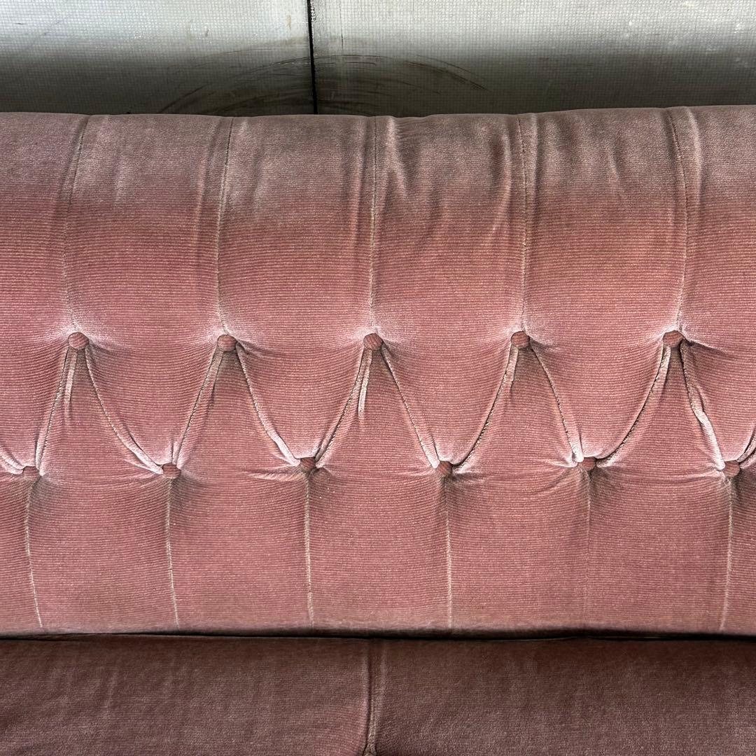 ✦80s✦ 昭和レトロ 三人掛けソファー ベロア生地 木製アーム アンティーク