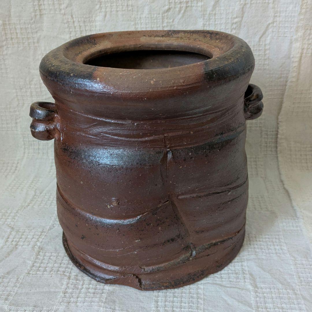 備前焼　佐藤苔助　水指　耳付　茶道具