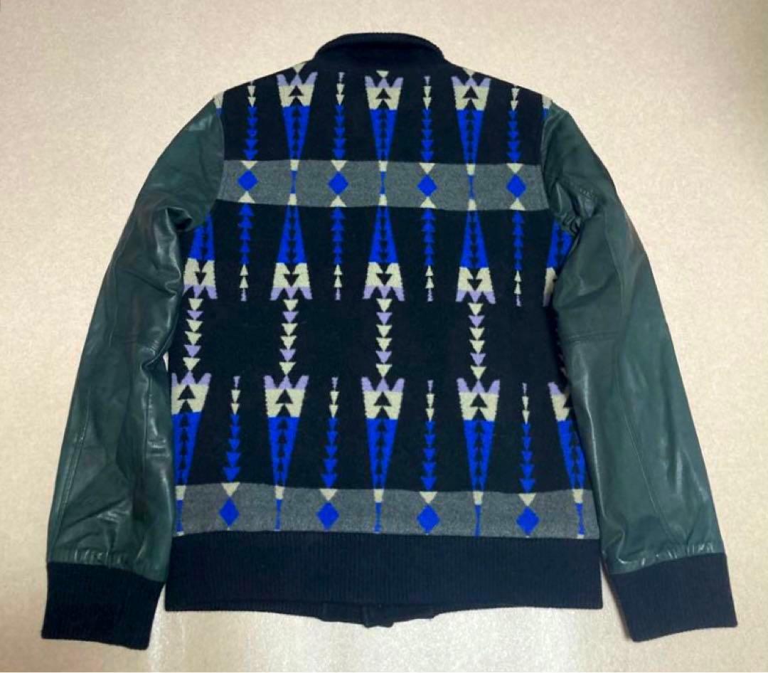 美品 indian Motocycle ネイティブ柄 レザースリーブ ジャケット