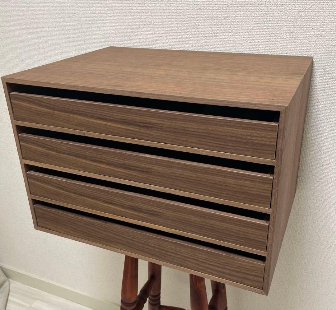 無印良品 木製収納ケース 引出式・4段・ワイド・ ウォールナット材