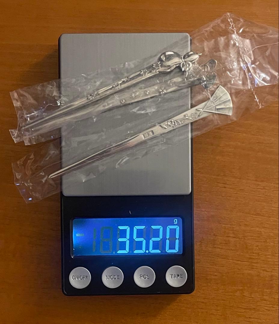 純銀 銀製 菓子楊枝 3本セット 木箱入り 総重量35g 未使用