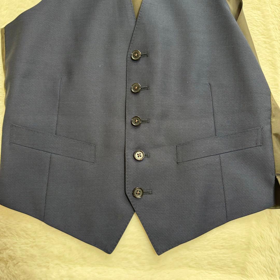 新品同様品　テーラーフクオカ　セットアップスーツ3ピーススーツ　メンズM ブルー