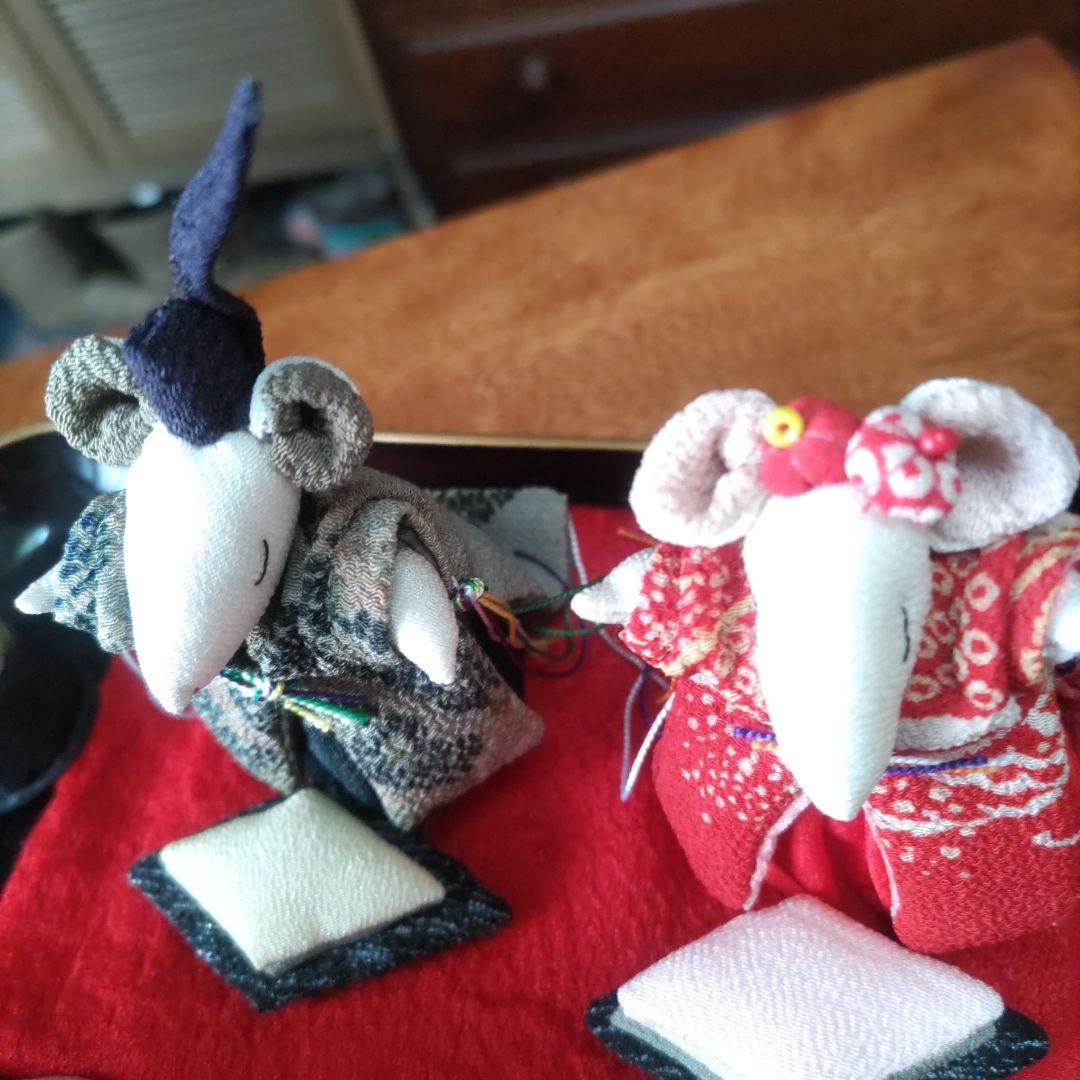 古布縮緬生地などを使ったネズミのお雛様セット