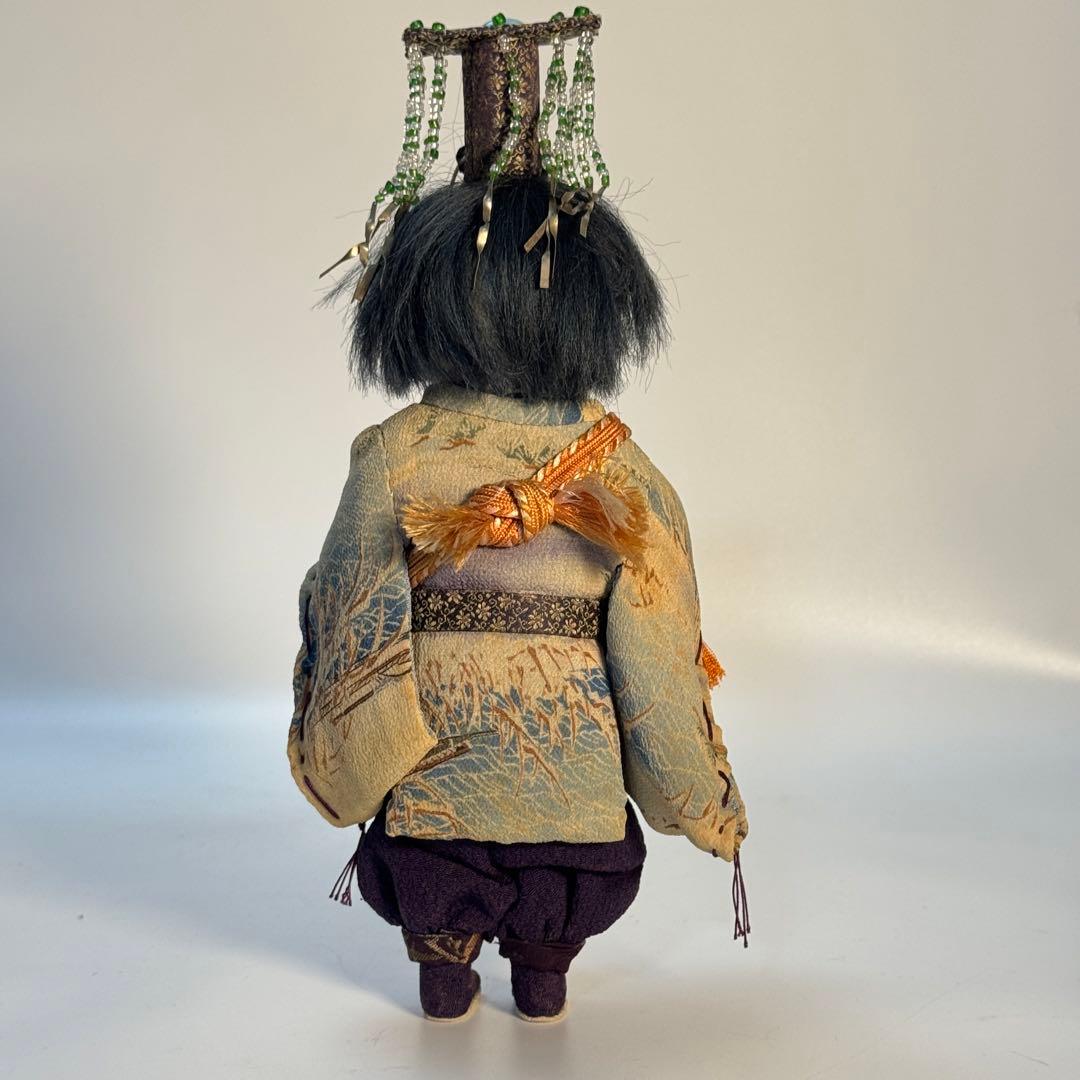 創作人形 太鼓を持つ童 作家物 古布 江戸縮緬