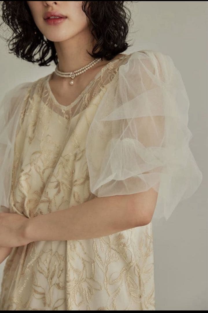 スーツ・フォーマル・ドレス Fluffy sleeve pencil dress