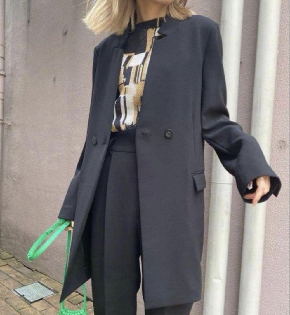 新品タグ付き Ameri NOTCH PRINT LINING JACKET 黒