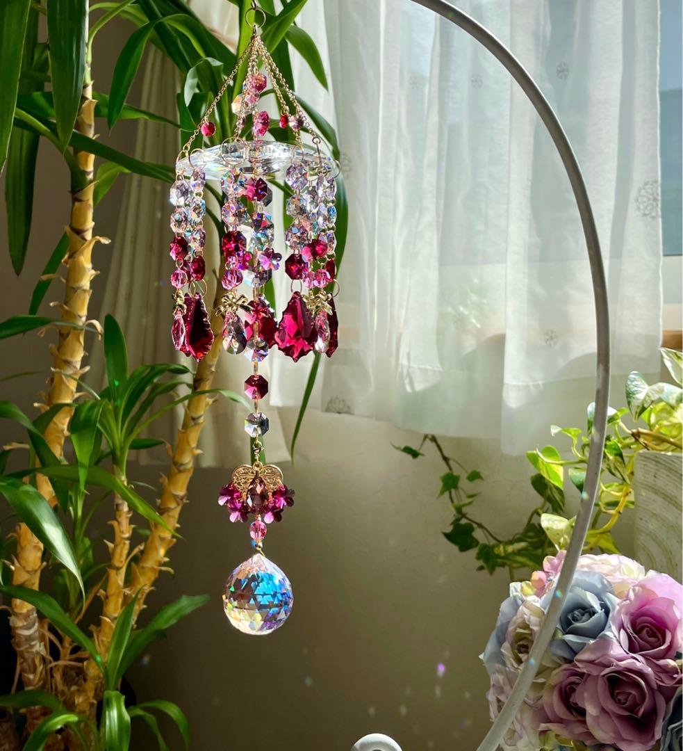 サンキャッチャー スワロフスキー シャンデリア皿90mm＆ロザリンB.AB