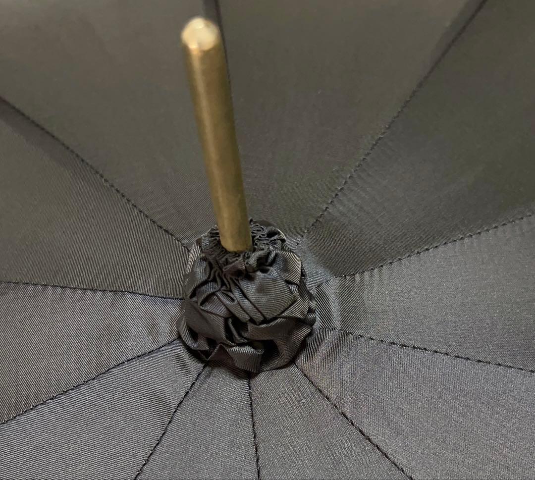 ダークブルー 装飾付き 長傘 晴雨兼用