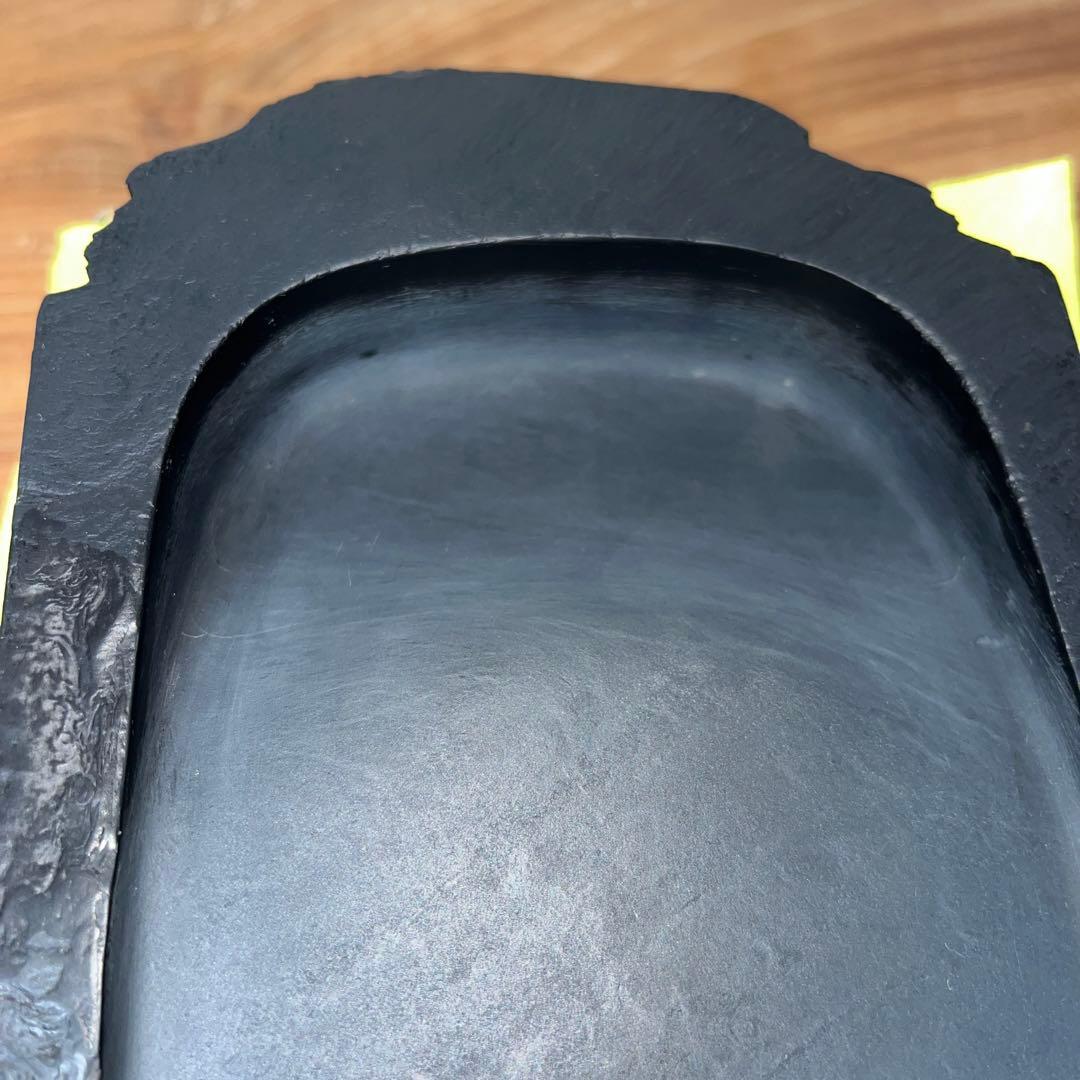 ⭕️雨畑硯　山下硯　芳石　山下三喜夫　栄寿堂製　甲州銘石　四六寸大　共蓋付硯