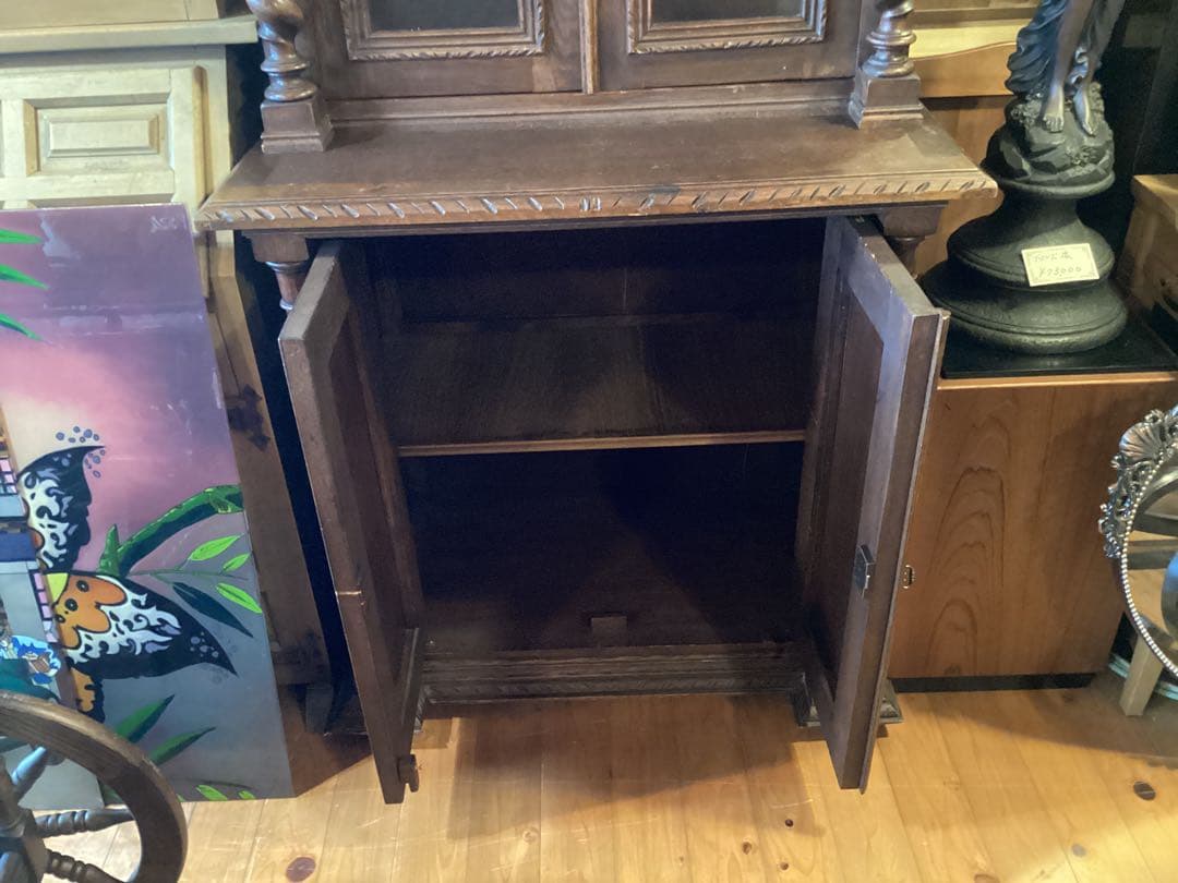 19世紀 アンティークフレンチ　オーク　ルネッサンス　ハントスタイルキャビネット