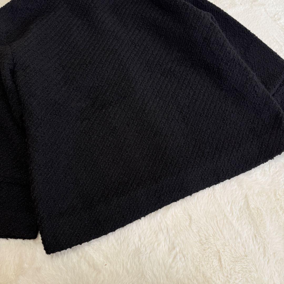 ラウンジドレス ノーカラー ツイードジャケット 金ボタン オーバーサイズ 黒