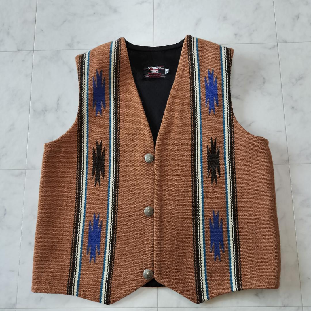 希少レア柄 センチネラ 40 ポインテッドチマヨベスト 裏地付き ブラウン L