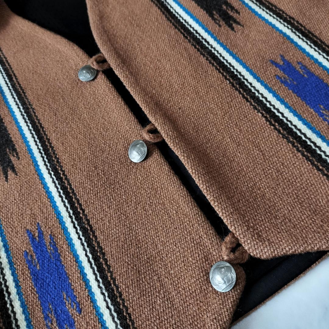 希少レア柄 センチネラ 40 ポインテッドチマヨベスト 裏地付き ブラウン L