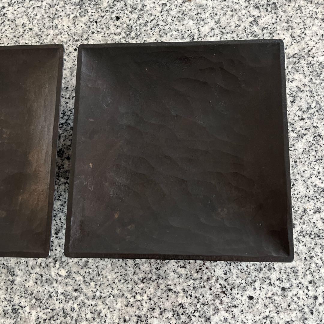 三谷龍二　黒拭き漆　角皿　 2枚セット