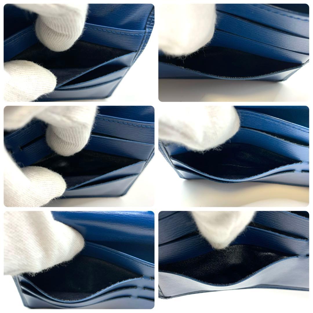 ルイヴィトン 長財布 インターナショナル エピ 三つ折り財布 ブルー 青 レザー