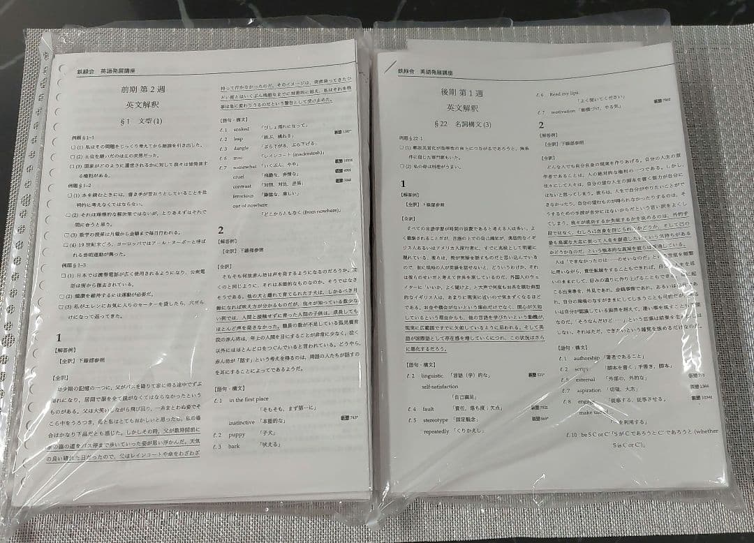 2022年　高1　英語　鉄緑会　発展講座　英文法 英文解釈 英作文 発展演習