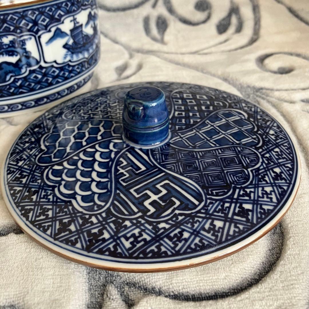 茶道具 平安秀峰 造 染付祥瑞写 水指 共箱