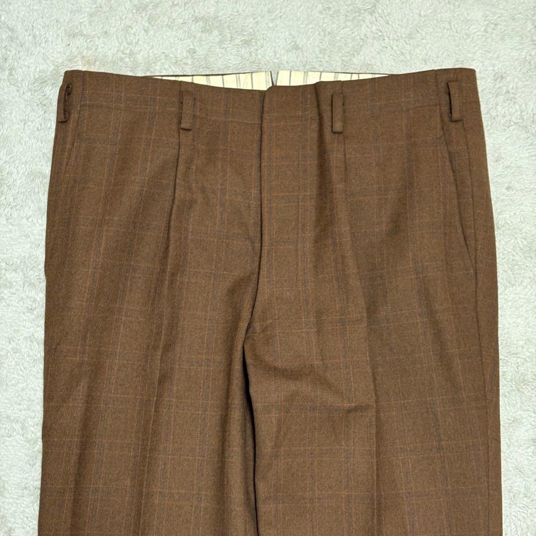 vintage セットアップダブル ボタンフライ Vスリット ブラウン BZ54