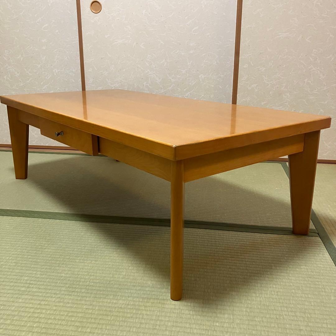 TECHNAテクナ製　天然木　ローテーブル 引き出し付き